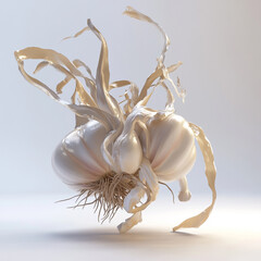 Pristine Garlic on a White Background