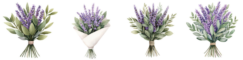 Fototapeta premium Beautiful Lavender Bouquets in Natural Setting for Romantic Elegant Occasions like Weddings Birthdays and Rustic Floral Arrangement with Soft Delicate Flowers and Foliage