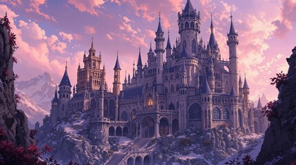 Obraz premium Beautiful gothic style castle in the mountain
