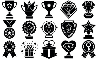 A Collection of Reward Icons Representing Achievements and Celebrations