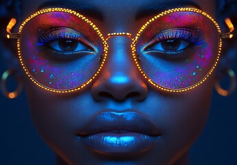 Dark Blue Background with Soft Glowing Orange Lights © Asif