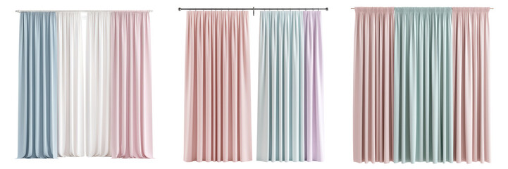 Soft flowing pastel colored curtain drapes creating a cozy private and aesthetically pleasing environment for a modern and elegant interior design