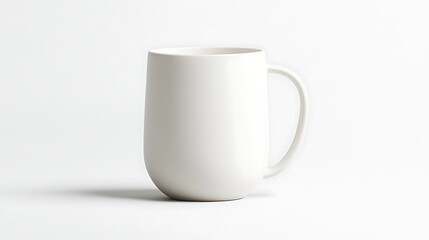 Fototapeta premium Minimalist White Ceramic Mug on Soft Background Perfect for Beverage Presentation and Product Photography