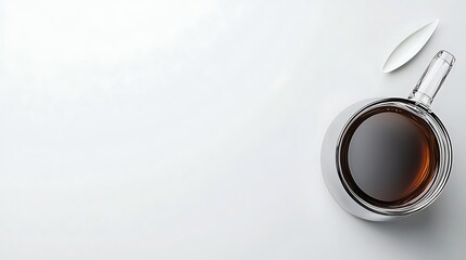 Glass teapot with brewed tea on a light background for beverages, relaxation, and culinary themes