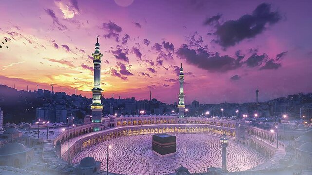 Sunset over the Kaaba in Mecca