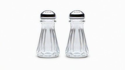 Classic Glass Salt and Pepper Shakers with Chrome Lids for Dining Table or Kitchen Decor