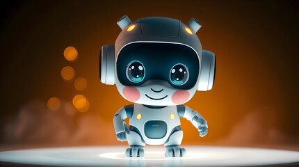 blue robot with a big smile