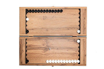board game backgammon on a white background top view