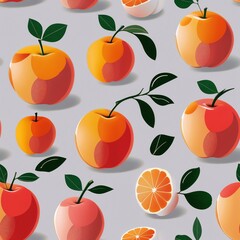 Vibrant graphic orange fruit seamless pattern on a gray background for decorative or design purposes