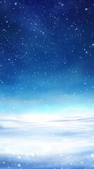 winter night sky over snowy landscape
