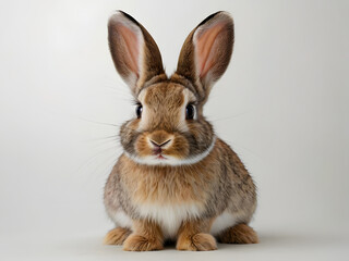 Cottontail's Portrait: An endearing Cottontail bunny poses against a clean backdrop, captivating with its innocent gaze and soft, plush fur.