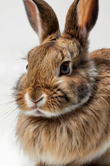 Obraz premium Adorable Bunny: A close-up portrait of a charming bunny rabbit, with soft brown fur, long ears, and expressive eyes, exuding an irresistible charm.