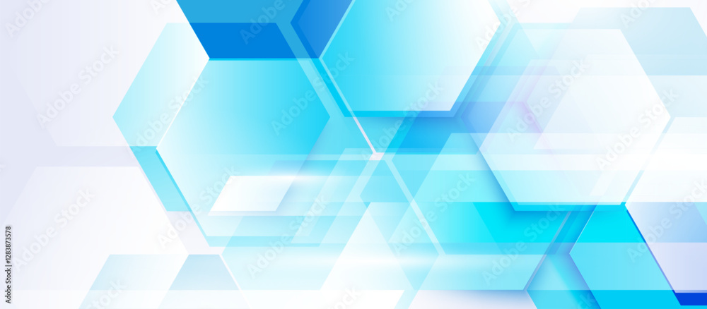 Poster Modern Blue Hexagonal Abstract Background