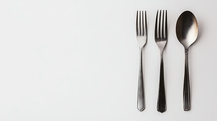 Silver Forks and Spoon Arranged Neatly on White Background for Kitchen and Dining Decor