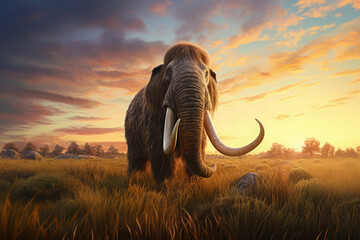 mammoth in forest at nature background