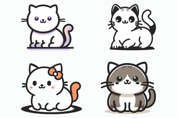 Cat Silhouette Vector Art, Icons 