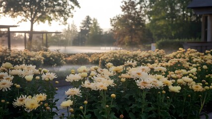 Colorful Chrysanthemum Flowers in Sunlight