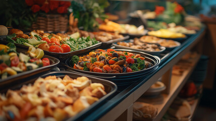 Obraz premium Buffet restaurant full of food