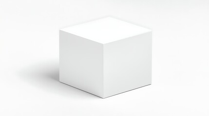 Fototapeta premium Minimalist White Cube on White Background Ideal for Product Display and Creative Art Presentations