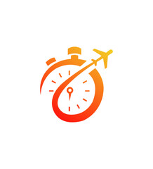 Fast Travel Agency Logo Stopwatch, Airplane, Speed, Journey, Flight