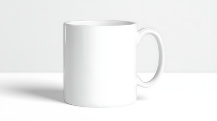 Fototapeta premium Blank White Mug Isolated on a Light Background for Customization and Graphic Design Projects