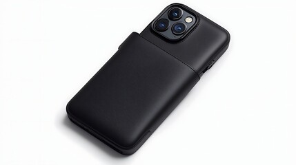 Sleek Black Leather Phone Case with Card Holder Pocket for Modern Smartphone Protection and Style