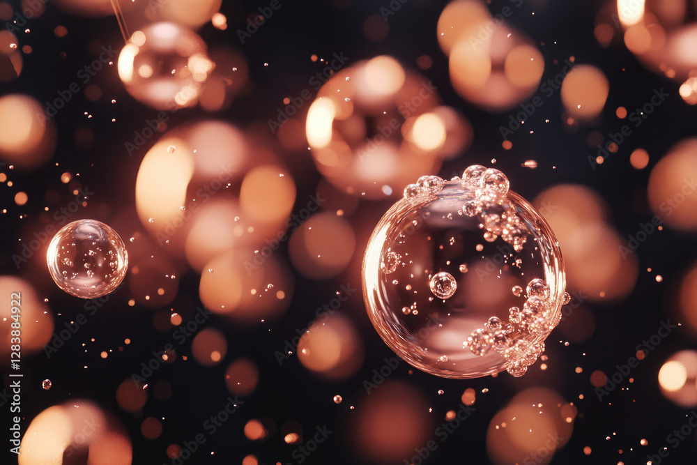 Poster Abstract image of floating translucent spheres with air bubbles, creating a dreamy, ethereal effect.
