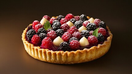 A Stunning Berry Tart with Elegant Cream Topping