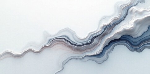 A delicate mix of white and gray pigments blended into a smooth liquid marble effect, ink spill blur, acrylic paint, metallic