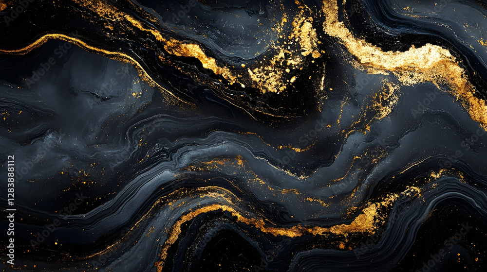 Poster Enchanting Abstract Marble Texture with Glimmering Golden Details for Elegant and Luxury Design Backgrounds  Mesmerizing fluid patterns dynamic swirls