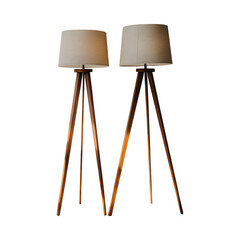 Tripod Floor Lamp with Oversized Drum Shade Isolated on Transparent Background