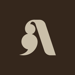 Simple Initial A Semicolon Flat Logo Design. Letter A Logo Vector for Business, Brand Identity, Personal Logo