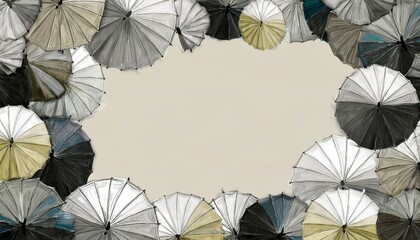 colorful beach umbrella border frame background with copy space