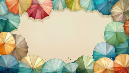 colorful umbrella border frame with copy space