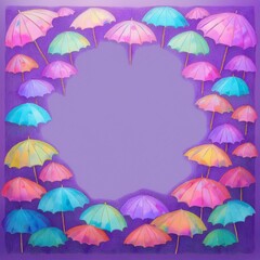 Obraz premium colorful umbrella border frame with copy space