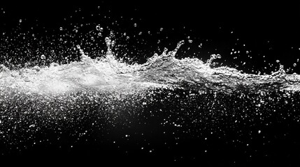 Dynamic water splash captured in motion against a black background showcasing the beauty and power of nature, water movement concept