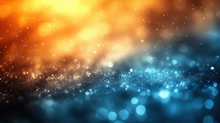 Obraz premium Vibrant abstract background with shimmering particles in orange and blue hues creating a dreamy atmosphere for artistic design and creative projects concept