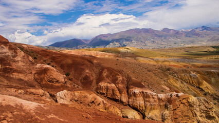mountain landscape with blue sky and clouds