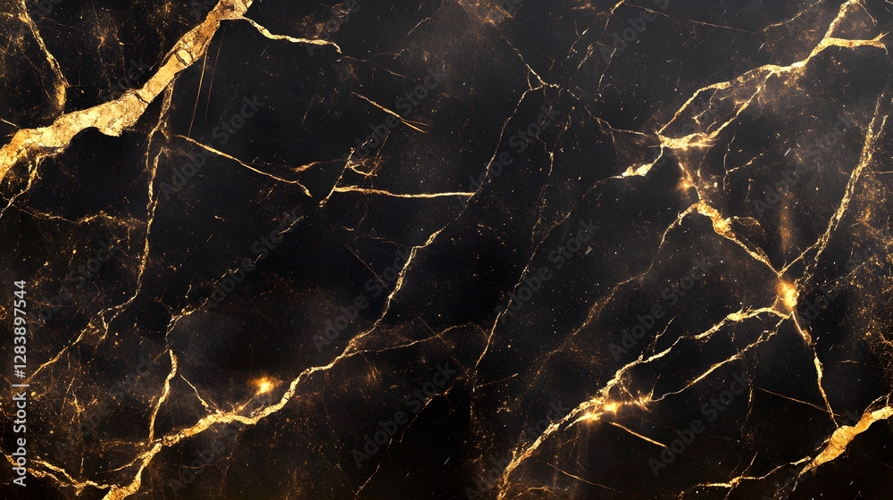 Poster exquisite shimmering abstract marble texture with beautiful golden veins cracks and intricate patter