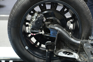 Drive system in electric cars. electric system of car front driving axle in the car. elements of the steering system