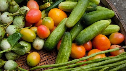 Fresh vegetables for cooking. Vegetables contain dietary fiber that helps cleanse the intestines.
