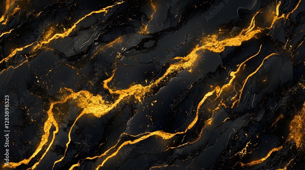 Poster Fiery Fractal Fusion Captivating Abstract Texture of Molten Lava and Cracked Marble  A visually striking and dynamic image that combines the fluid glowing energy of molten lava with the rugged