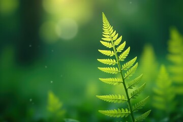 A delicate silver fern frond sways gently in the soft breeze, verdant vegetation, peaceful scenes, calm environments