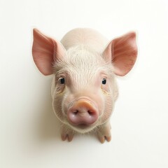 Adorable young piglet with soft fur and prominent ears, looking curiously at the camera.