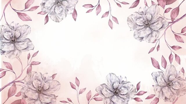 Watercolor floral botanical banner design eucalyptus leaves and white anemone flowers wedding invitation greeting card template copy space pattern, screensaver, ecological background, spring plants
