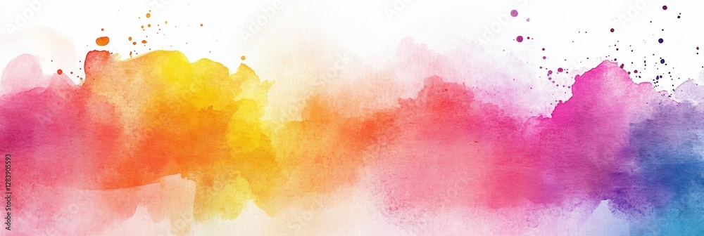 Poster colorful watercolor abstract artwork showcasing vibrant hues blending together in a harmonious desig