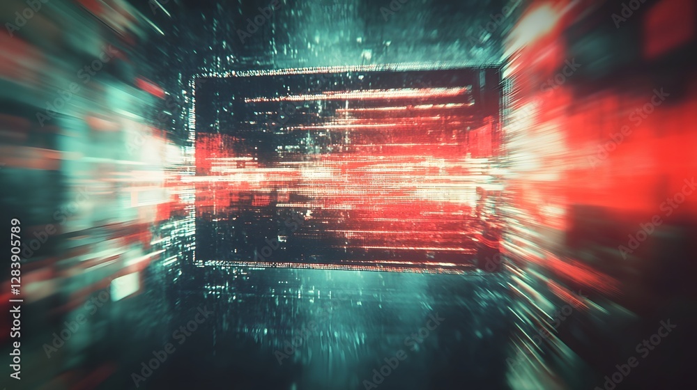 Poster futuristic neon glitch background of dynamic multicolor lights vibrant digital distortion and surrea