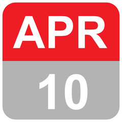 April 10 - colorful date of the month Vector