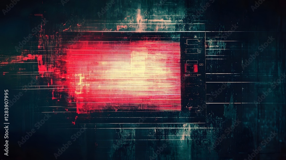 Poster Glitched Digital Abstract Futuristic Neon Light Wallpaper with Distorted Surreal Pattern and Vibrant Color Effect  Experimental modern art with dynamic energy and creative visual design