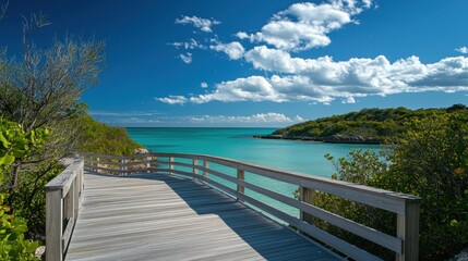 serene beach walkway in the bahamas